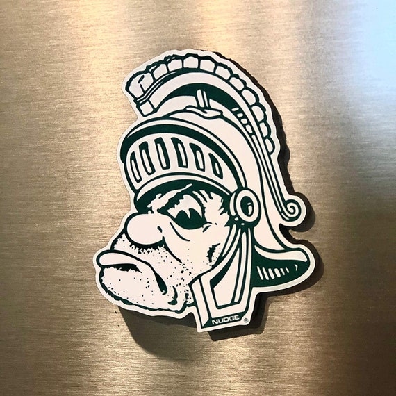 Msu Magnet Michigan State Spartans Gruff Sparty Head Wood Etsy