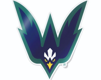 UNC Wilmington Seahawks Sticker Full Sammy C Hawk Teal, Navy, and Gold Vinyl Decal for Cars, Laptops, Water Bottles, and Cornhole Boards