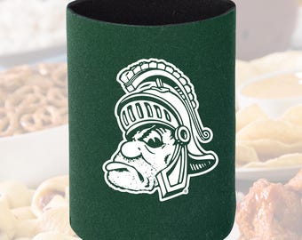 Michigan State University Gruff Sparty Can Cooler, Officially Licensed MSU Spartans 12oz Can Sleeve Beverage Holder Cozie Gift Idea for Fans