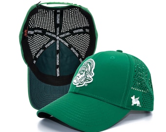 Michigan State University Green Hat, Performance Snapback Cap, Embroidered Spartans Gruff Sparty Head Game Day Gift for husband or dad