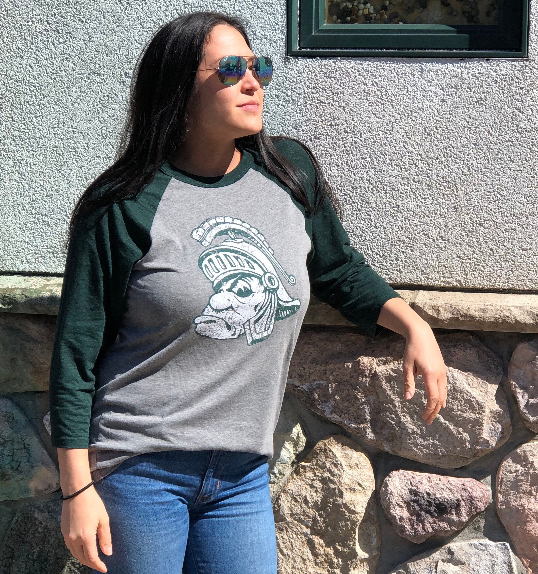 Michigan State University Spartans Gruff Sparty Msu Raglan 3 4 Etsy