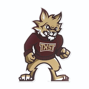Texas State University Boko the Bobcat Mascot Full Size Logo Car Decal Bumper Sticker