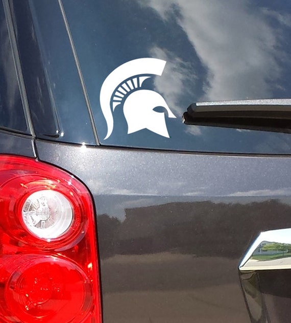 Michigan State Msu Car Decal Sticker Spartans Sparty Helmet Etsy
