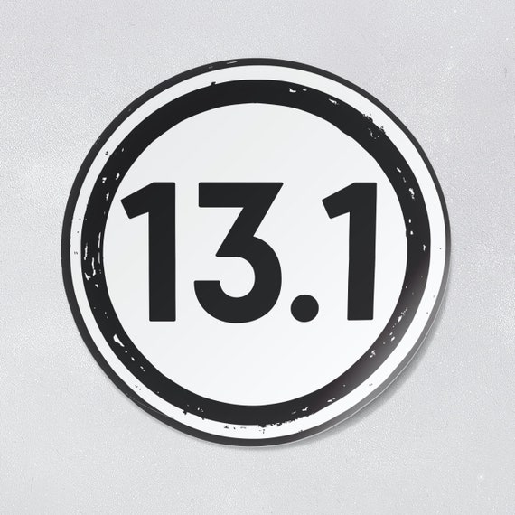 5" 2 for 1 13.1 Half Marathon Run mile sticker decals Black & White 