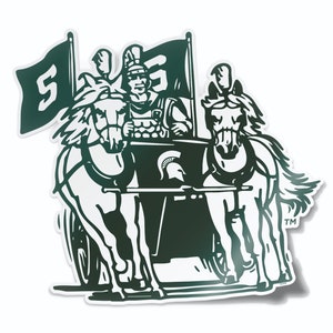 Retro Gruff Sparty Msu Michigan State Spartans Logo Vinyl Car Etsy