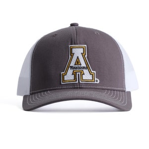 Appalachian State University Hat AppState A with Mountaineers Logo Trucker Hat Richardson 112 Adjustable Snapback Baseball Cap