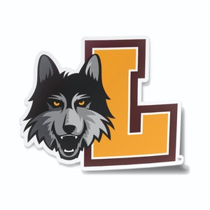 Loyola University Chicago Block L Wolf Mascot Car Decal Window Bumper Sticker Vinyl for Cars, Laptops, iPads, Water Bottles, Cornhole Boards