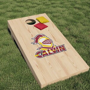 Calvin University Calvin College Knights Logo Cornhole Decal Bean Bag Toss Board Sticker 15.5&quot; Wide x 14&quot; Tall (Includes 1 Decal)