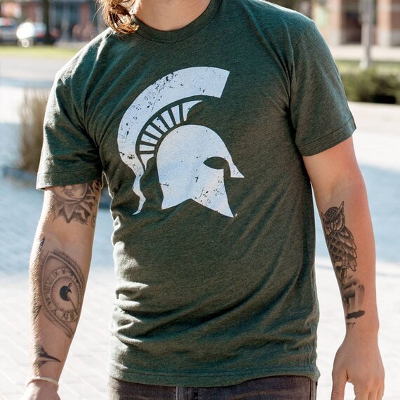 Michigan State University Spartans Helmet T Shirt Apparel Etsy