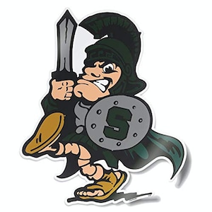 MSU Car Decal Sticker Michigan State University Retro Sparty with Sword Laptop Decal Premium Vinyl