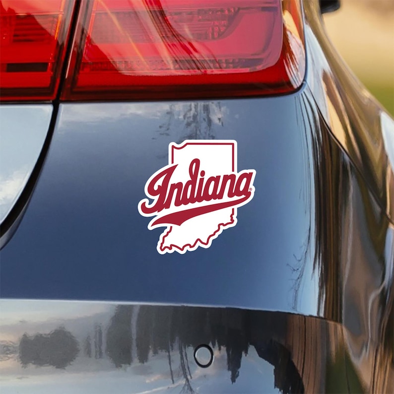 Indiana Script IU Sticker With Indiana Outline Decal Window Bumper ...