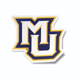 May include: A white and gold "MU" logo with a blue outline. The logo is on a white background.