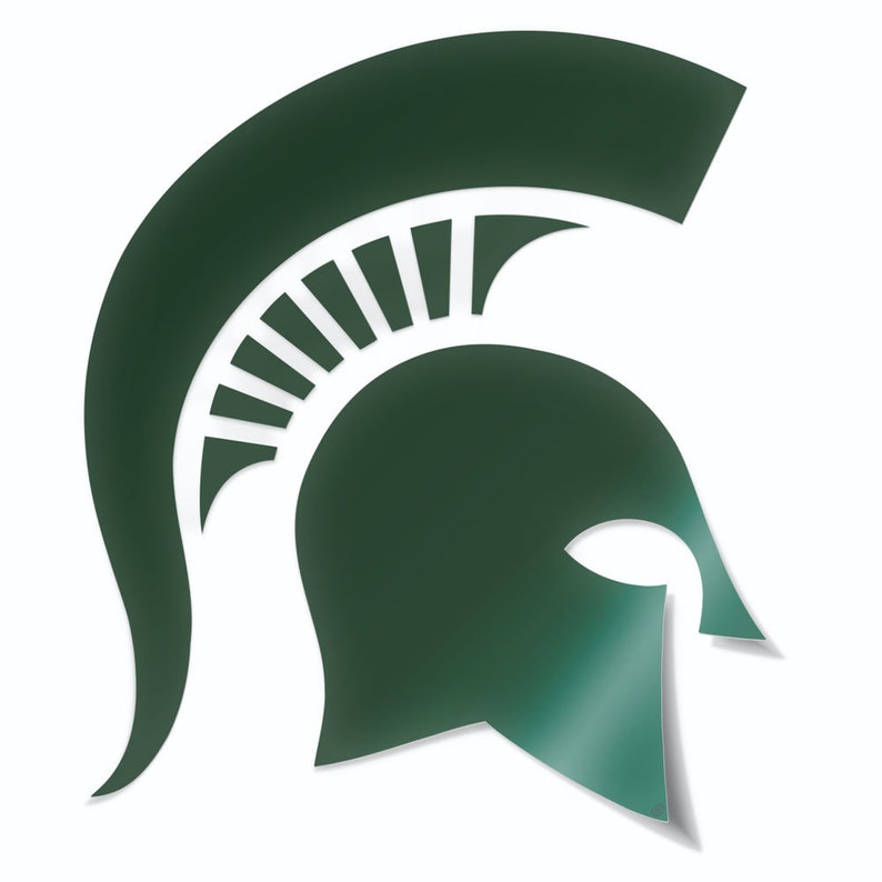 Puede incluir: Un logotipo de casco espartano verde con una cresta blanca. El casco est&aacute; orientado hacia la derecha y tiene una forma curva.