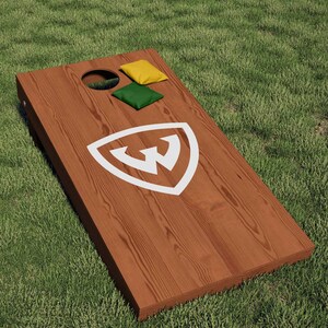 Wayne State University Warriors Shield Logo Cornhole Decal (White) (Contains 1 Decal, Boards not included)