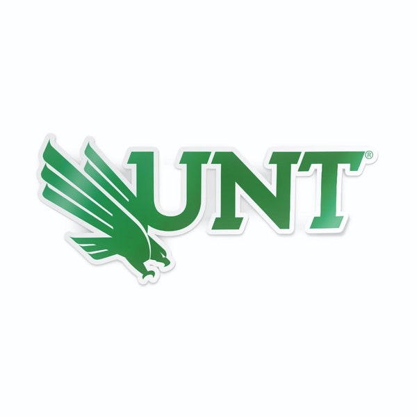 University of North Texas Mean Green Block UNT with Diving Eagle Logo Car Decal