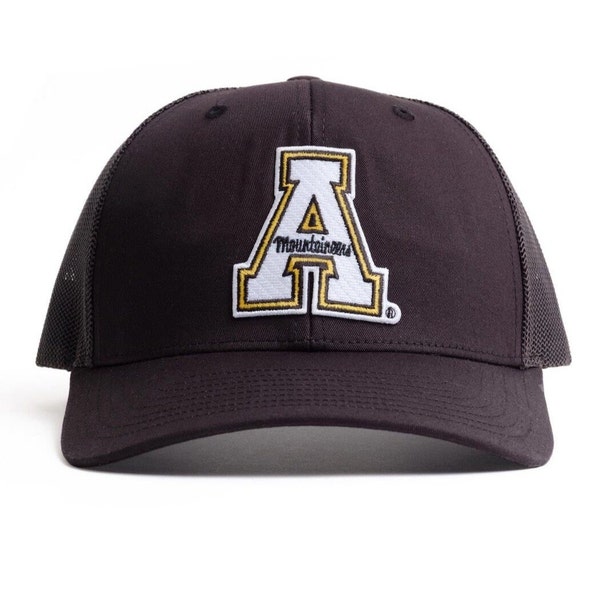 Appalachian State University Black Hat AppState A Mountaineers Logo Trucker Hat Richardson 112 Adjustable Snapback Baseball Cap for Adults