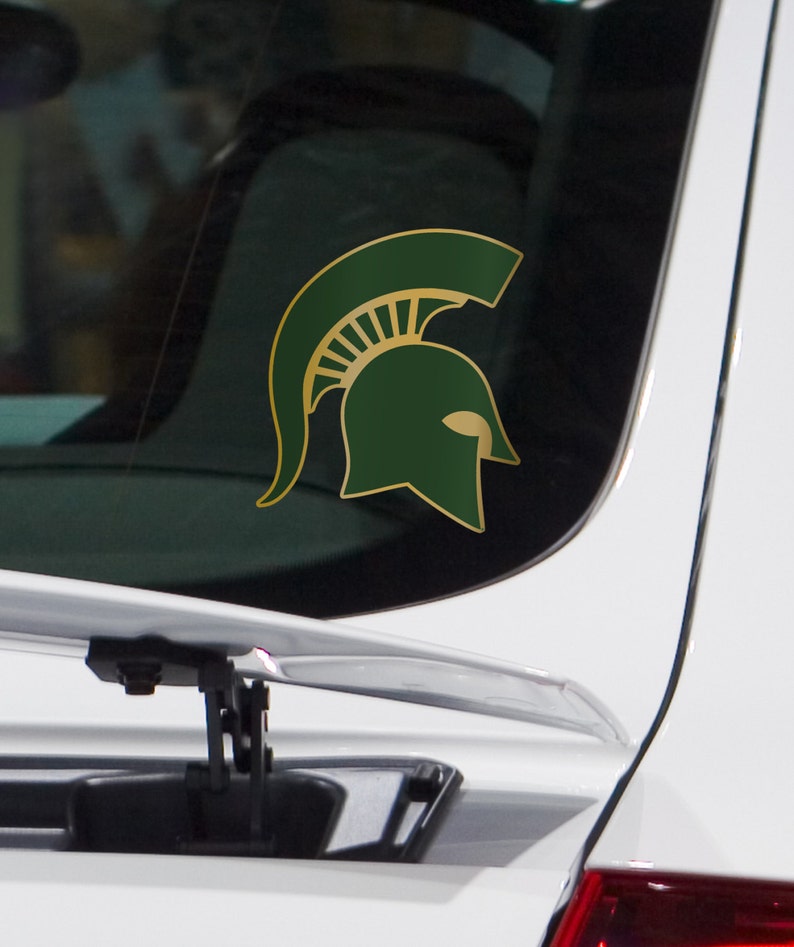 MSU Car Decal Sticker Michigan State Spartan Helmet Gold and Etsy