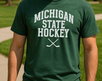 Michigan State Hockey Sticks Green T-shirt
