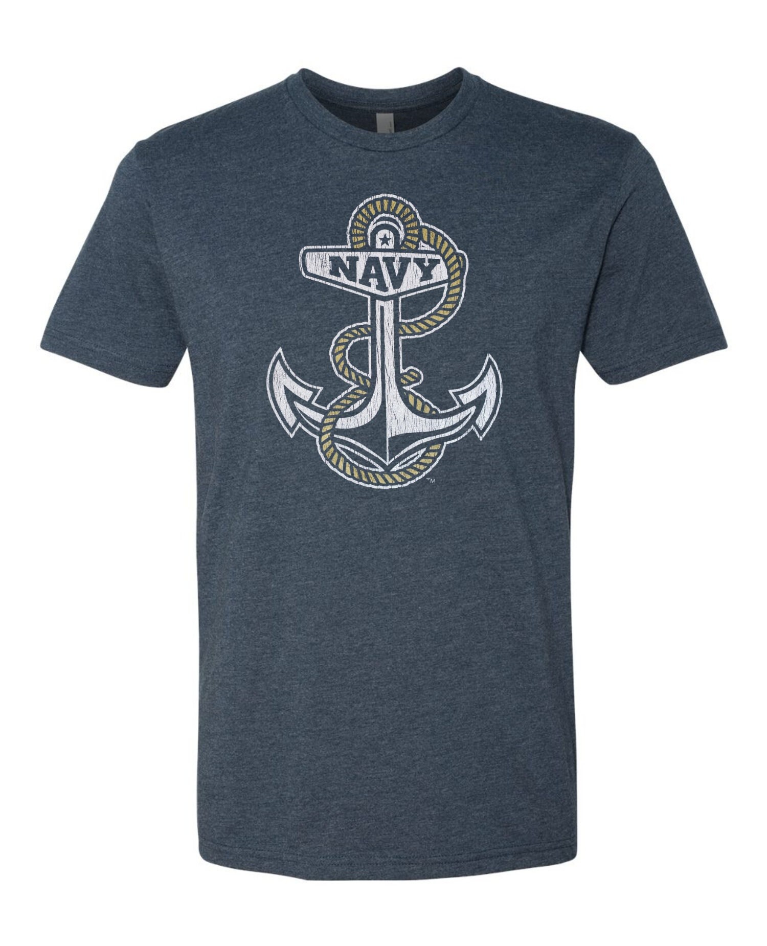 Navy Shirt US Naval Academy Anchor Logo Heather Blue Short