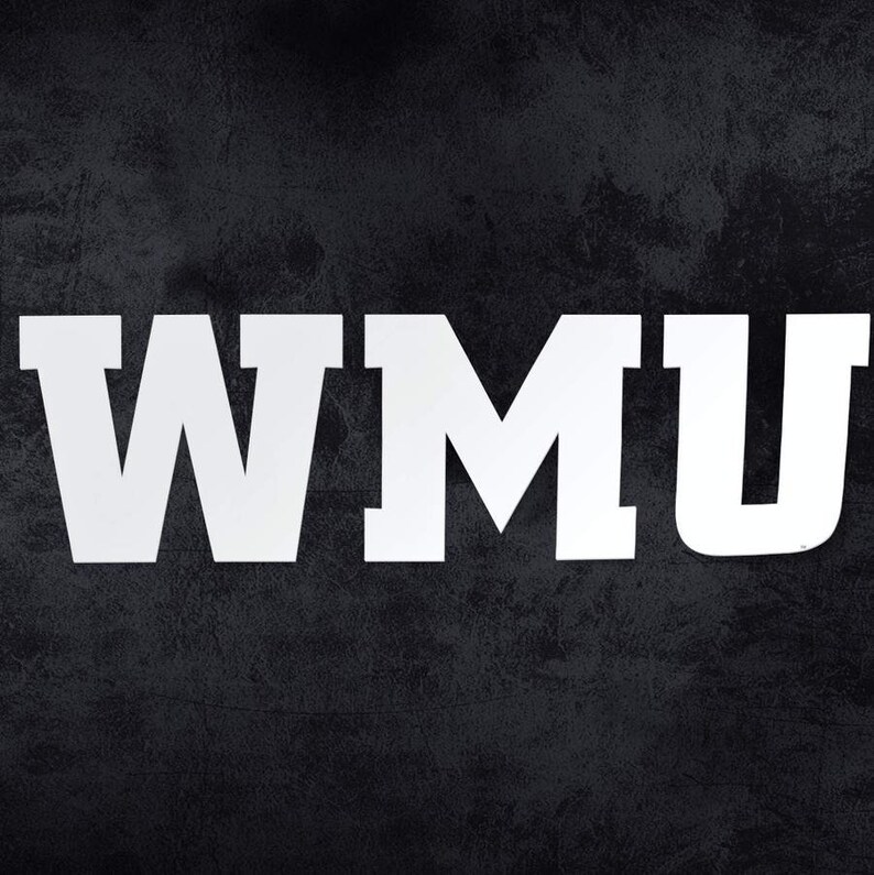 Western Michigan University Broncos Block White WMU Logo Etsy