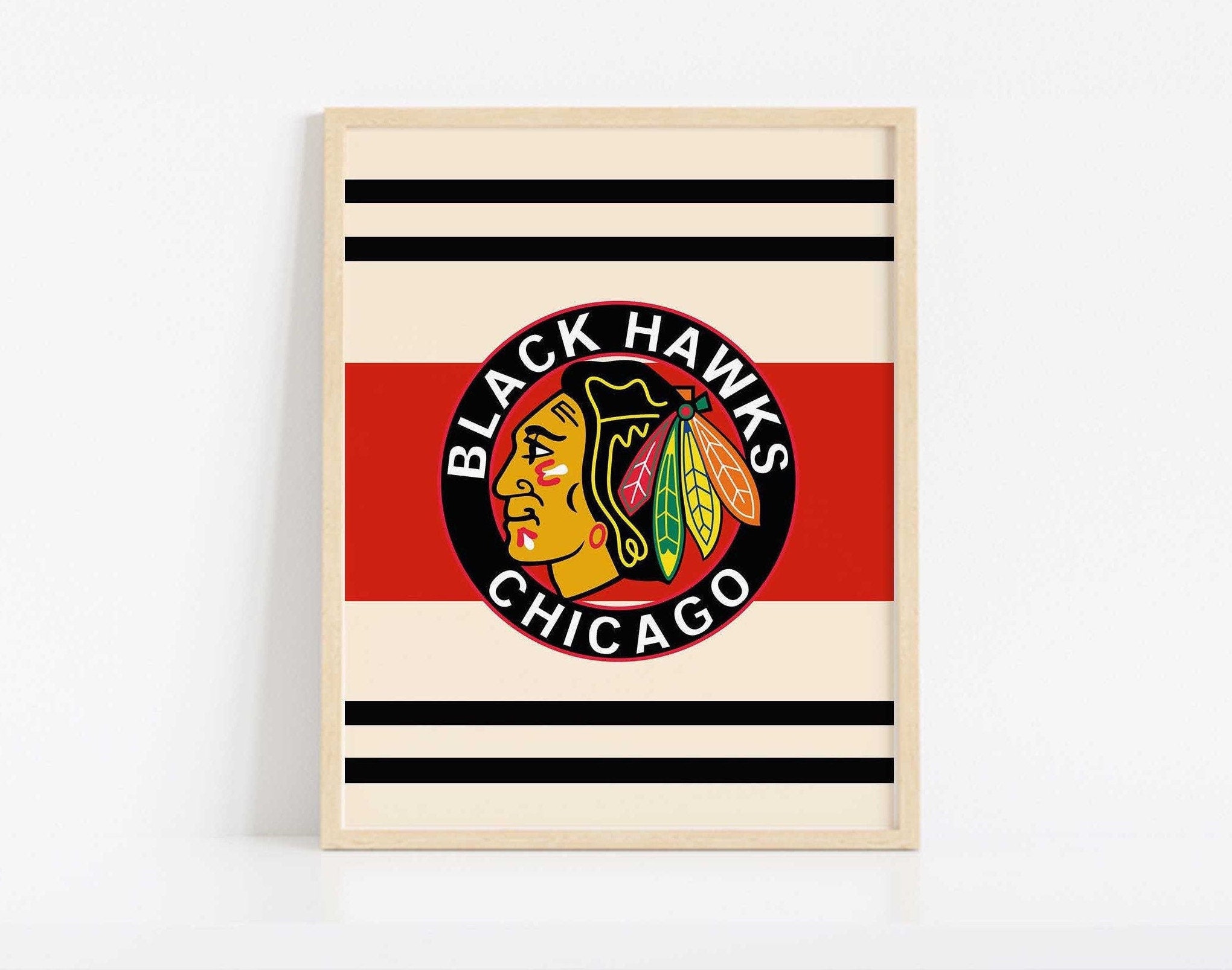 Chicago Blackhawks Poster Vintage Blackhawks Man Cave Print Etsy