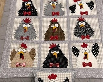 Silly Chickens 03392D- Silly Chickens Quilt Runner Pattern – Modern Applique Chicken Design (Physical Pattern)