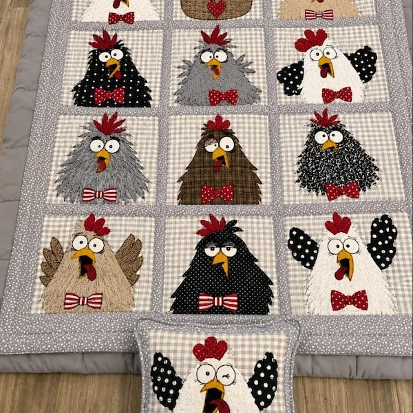 Silly Chickens 03392D Quilt Runner Pattern – Modern Applique Farmhouse Design (Physical Pattern)
