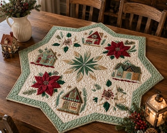 Whispering Winter 02768D - Paper Quilt Pattern Christmas Wall Quilt Applique Pattern Christmas Cottage Wall Hanging Quilt