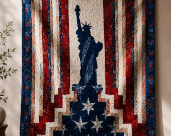 Lady Liberty Glow 03202D - Statue of Liberty Quilt Pattern | New Physical Pattern| Patriotic Quilt Blanket | 4th of July Quilt