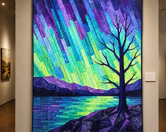 Aurora Dreams 03509D- Aurora Night Sky Quilt Pattern, Northern Lights Landscape Wall Quilt