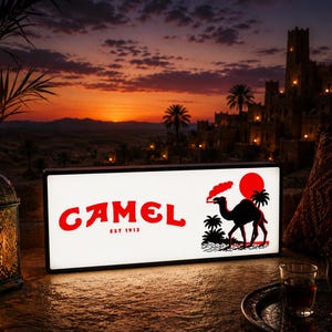 camel cigarette lighted sign Large Neon 21" Tall 1999 Genuine Camel Cigarettes Lighted Sign -