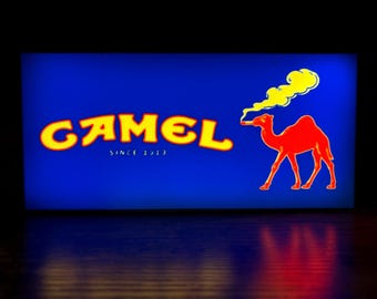 Retro Camel Cigarettes LED Lightbox | Vintage Neon Style Sign, Gaming Room Decor