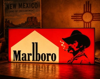Lámpara de vaquero con diseño de cigarrillos Marlboro / Lámpara LED estilo americano para cueva de hombre (alimentada por USB)