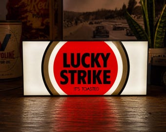 Lucky Strike Inspired LED Lamp | Vintage Americana Lightbox | Retro Tobacco Sign Decor