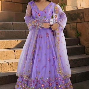 Lavender Embroidered Lehenga Choli for Women,Soft Net Sequin Work Lehenga Set,Designer Wedding Lehenga with Dupatta,Party Wear Ethnic Outfit