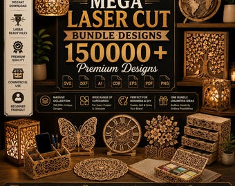 150,000+Bundle, Home Decor, Kids Crafts, 3D Wood Patterns Laser Cut Mega Bundle Designs for Diode CO2 and Fiber Lasers(Digital download)