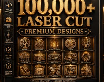 Laser Cut Files 100,000+ Mega Bundle DXF SVG 3D 2D Designs CNC Cutting file Cdr Ai Eps Vector Engraving pattern, Ultimate Laser Mega Pack