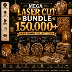 150,000+Bundle, Home Decor, Kids Crafts, 3D Wood Patterns Laser Cut Mega Bundle Designs for Diode CO2 and Fiber Lasers(Digital download)