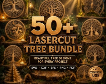 50+ Laser Cut Trees Bundle PDF, Wooden Tree Templates, CNC Tree Patterns, Decorative Wood Designs, Digital Download