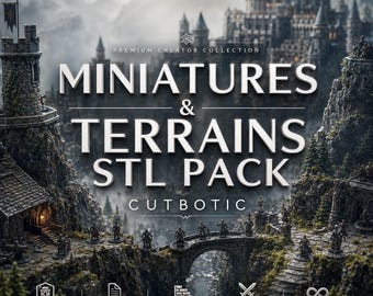 Terrain & Miniature STL Bundle, 3D Print Files Mega Pack, Instant Download Tabletop RPG Wargaming, Pathfinder STL Packs, Terrain Packs