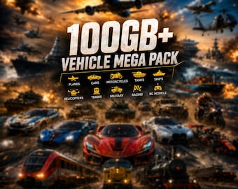 100GB+ Vehicle Planer STL Bundle, Models, Cars, Trucks, Planes (Digital Download) 3D Print Files Pack | RC Models Military Vehicles
