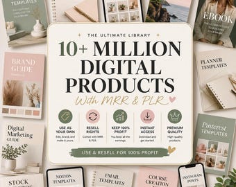 10+ Million Digital Products Bundle,   Master Resell Rights MRR & Private Label Rights PLR for Passive Income, Done For You DFY