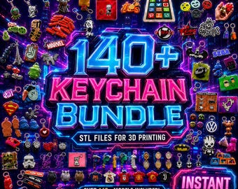 140+ Keychain Design Bundle , STL & SVG Files for 3D Printing, Cricut and Laser Cut, Cute Keychain Templates , Commercial Use