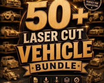 50種類以上の乗り物レーザーカットファイルバンドル | 3D木製パズルモデル、車、戦車、航空機、船舶、オートバイ、CNC SVG DXFダウンロード