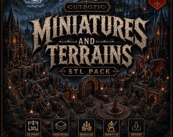 Terrain & Miniature STL Bundle, 3D Print Files Mega Pack, Instant Download Tabletop RPG Wargaming, Pathfinder STL Packs, Terrain Packs