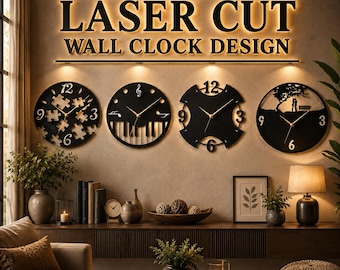 50+ Laser Cut Wall Clock Bundle SVG Wooden Clock SVG files Engraved Mandala Wooden Wall Clock: Laser Cut Home Decor digital download