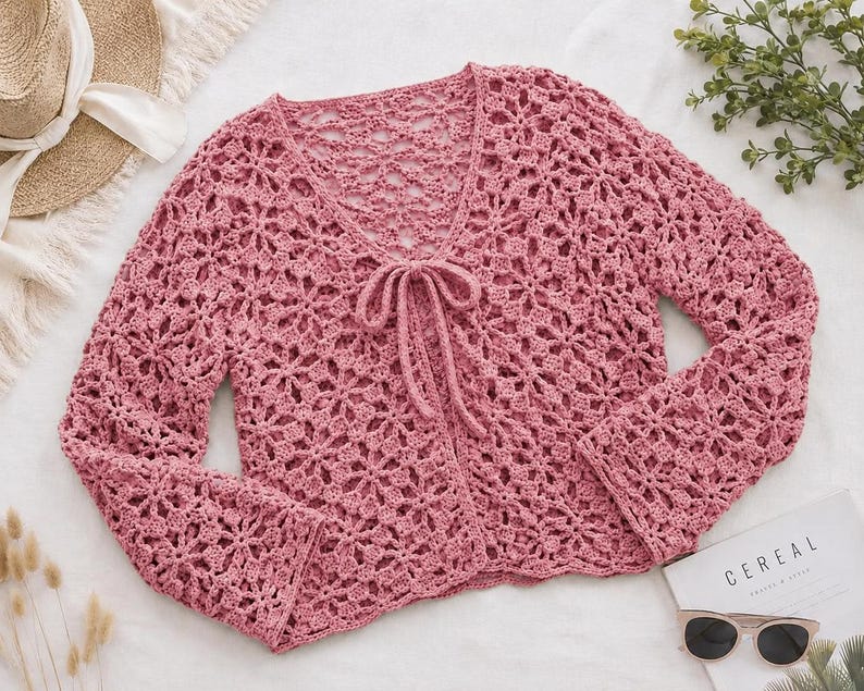 Fishy Net Patterns Crochet Pattern - Floral Lace Cardigan PDF - Women Crochet Gift ...