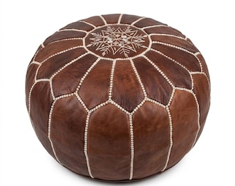 Marokkanischer Leder Pouf Ottoman, Handgemacht