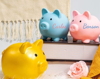 Tirelire personnalisée en forme de cochon, incassable, cadeau idéal pour un anniversaire, Pâques, Noël ou une naissance.