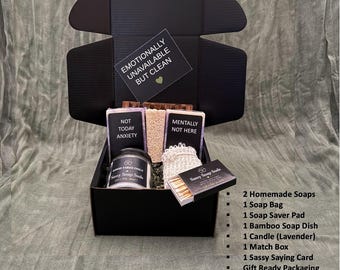 Emotional Support | Mini Soap Box | Funny Self Care Gift | Spa Gift Set | Coworker Gift | Sassy Soap Gift Box | Relaxation Gift